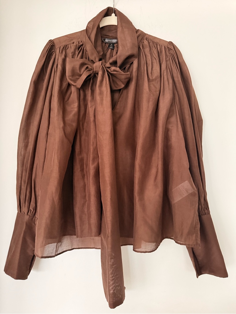 Banana Republic Brown Bow-Tie Sheer Blouse
